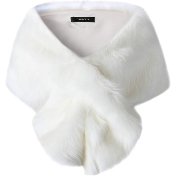 Accessories - Women Luxury Faux Fur Coat Jackets Wrap Cape Shawl for Wedding Party